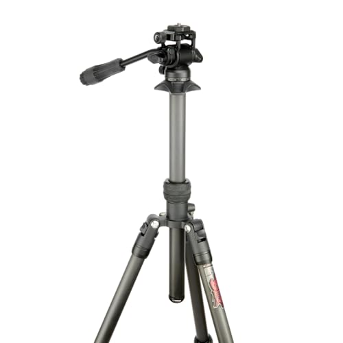 3 Legged Thing Billy Video – Carbon Fibre Travel Tripod Kit with Video Head – Lightweight, Compact Tripod in Darkness (Matte Black) for Filmmakers & Creators