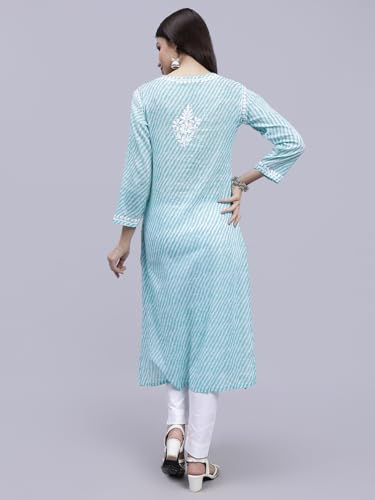 Image of Seva Chikan Hand Embroidered Lucknowi Chikankari Regular Fit Straight Malmal Cotton Kurta Kurti for Women SCL4458