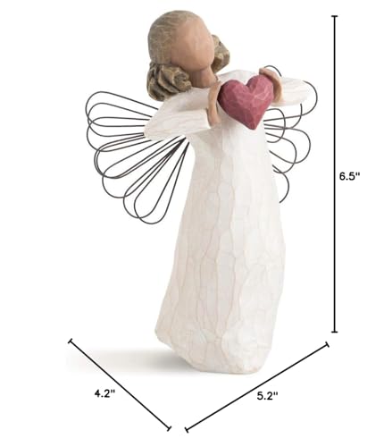 Willow Tree with Love Angel, You are Loved, Figure Holding Out Red Heart, Gift for Wedding, Anniversary or Valentine’s Day, Sculpted Hand-Painted Darker-Skin Figure
