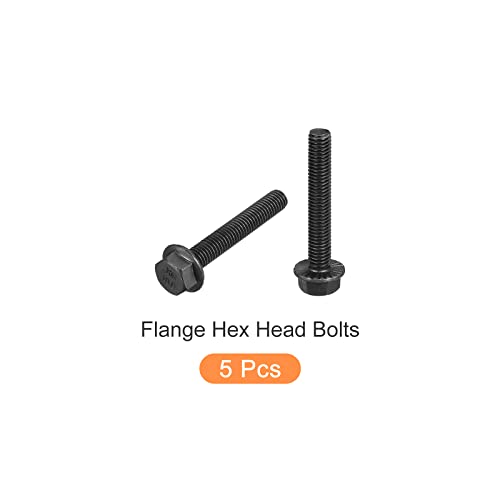 Image of METALLIXITY Flanged Hex Head Bolts (M8x50mm) 5pcs, Hexagon Serrated Flange Bolt Fully Thread Screw - for House Construction Hardware Fasteners
