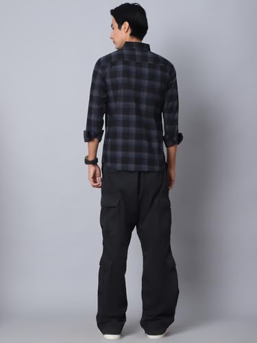 Image of Majestic Man Men Comfort Slim Fit Checked Cotton Casual Shirt