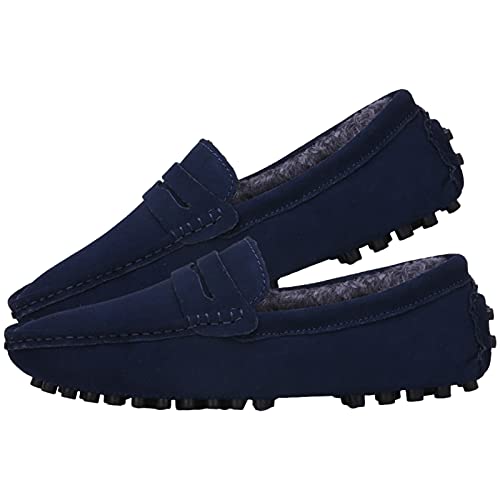 Image of ANUFER Men's Suede Leather Penny Loafers Comfort Driving Shoes Moccasin Slippers