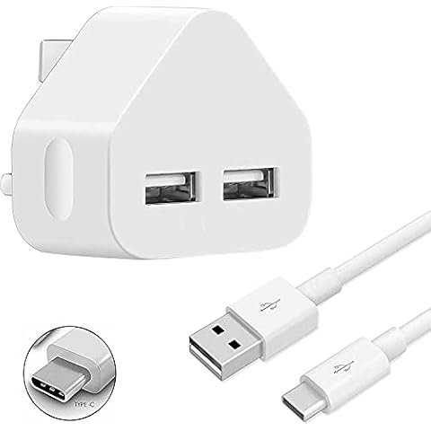 Galaxy A53 5G/A52s 5G/A52 5G/A52/A51/A50 Type C Charger Dual USB Port 3.0-3.3ft Fast Charging Data Cable Type C Power Adapter Charger UK 3 Pin Mains Wall Plug Quick Charger For Samsung Galaxy A52s 5G Cover