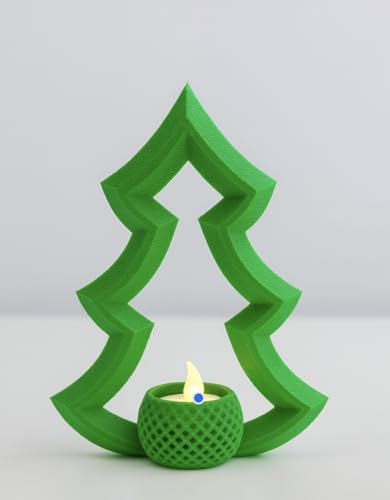 Christmas Tree Shaped Tealight Candle Holder, Green, Decorative Holiday Decor