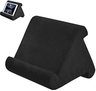 XOCOY Tablet Stand Pillow, Multi-Angle Soft Pillow Lap Stand, Book Couch Pillow Stand, Tablet Wedge Holder, Portable Triangle Tablet Stand for Tablets, eReaders, Smartphones, Books (Black)
