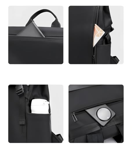 Men's Modern Professional Laptop Backpack, Black - Image 4