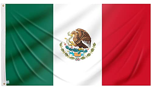 Grand drapeau mexicain 150 x 90 cm drapeau mexicain de balcon pour extérieur renforcé avec deux œillets métalliques Cover