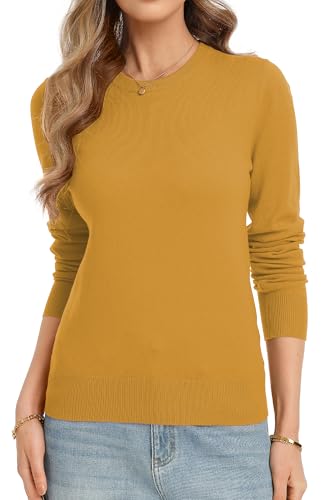 Image of QUALFORT Women's Sweaters Long Sleeve Soft Lightweight Basic Knitted Pullover Sweater