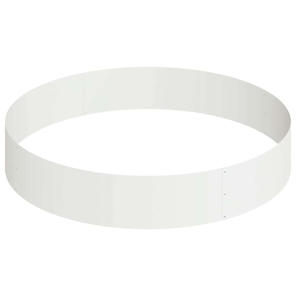 Aiuola rialzata rotonda in acciaio, 120 x 120 x 20 cm, vaso per piante, bianco, da giardino | Robusto vaso rotondo in acciaio laminato a freddo per terrazza e giardino, ideale per erbe e fiori.