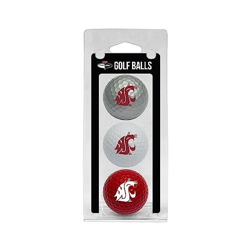 Team Golf NCAA Washington State Cougars 3 Golf Ball Pack Regulation Size Golf Balls, 3 Pack, Full Color Durable Team Imprint