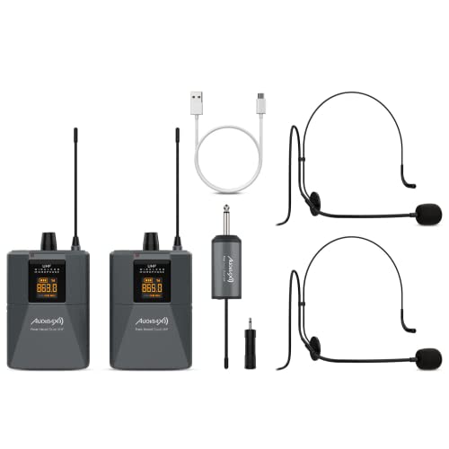 Sistema de micrófono de diadema UHF Audibax Missouri Free Head inalámbrico doble recargable 2