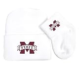 Future Tailgater Mississippi State Bulldogs Collegiate Licensed Newborn Baby Knit Cap and Socks Set White