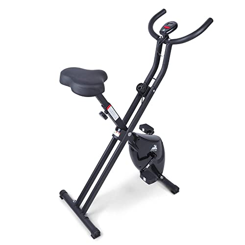EVOLAND Bicicleta Estática Plegable, Bicicleta Estática de Fitness Multinivel de Resistencia Magnética con Monitor Rítmo Cardíaco para Ejercicio Entrenamiento en Casa, MAX hasta 120 kg(Negro-Sencillo)