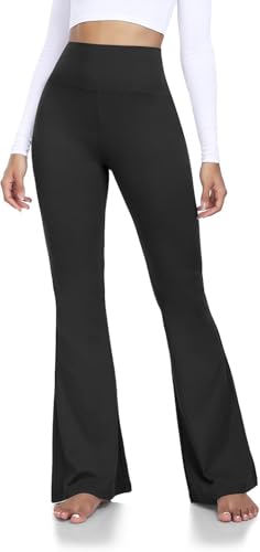 Image of Fumxincg Yoga Pants for Women Flared Leggings High Waisted Bootcut Black Trousers Women's Workout Bootleg Stretchy Leggings (UK, Alpha, L, Regular, Regular, Black)