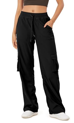 ODODOS Stretch Woven Relaxed Cargo Pants for Women Cinchable Hems Lightweight Casual Sweatpants with Pockets