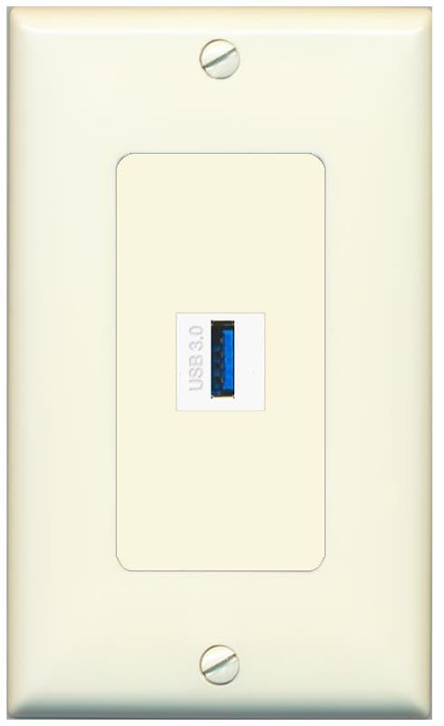 RiteAV 1 x USB-3 Decorator Piastra da parete Oversize Jumbo 1-Gang [chiaro-mandorla]