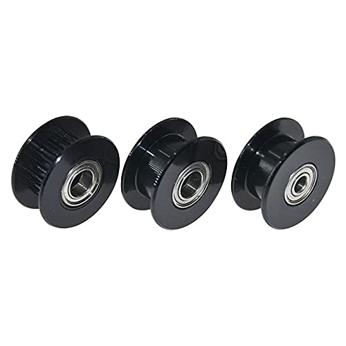 Lysee 3D Printer Parts & Accessories - 20pcs Black GT2 Idler Pulley for 3D Printer Parts Aluminum 20 Teeth 2GT Timing Pulleys Bore 5mm 3mm - (Size: W6 5B Without T)