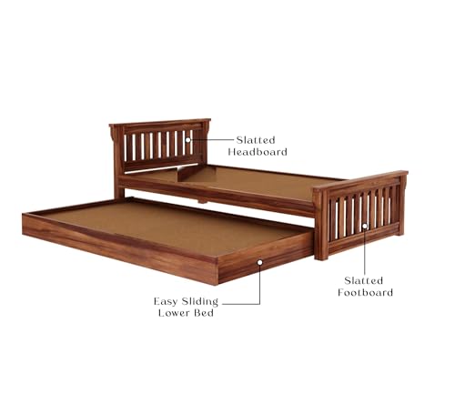 Ferrovilla Muis Trundle Single Sheesham Wood Bed for Bedroom | Solid Wood | Without Storage | Single Size | Bedroom Furniture | 2 Years Warranty - Image 9