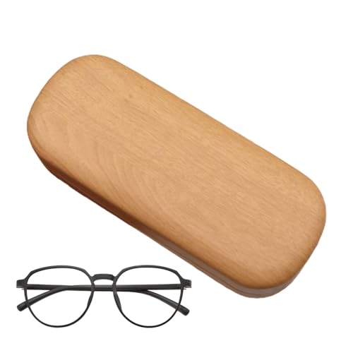 Estuche para gafas de madera dura | Estuche para gafas hecho a mano con vetas de madera | Funda protectora de moda retro, regalo único para hombres, mujeres, vacaciones, novio, oficina o hogar.