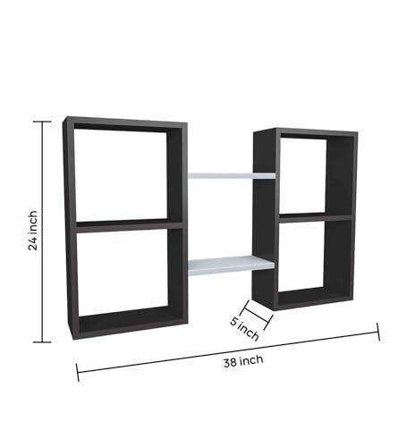 Image of Furniture Cafe Modern Wooden Wall Mounted Shelves - Cube & Floating Display Rack for Living Room, Bedroom, and Office Decor (Grey & White)