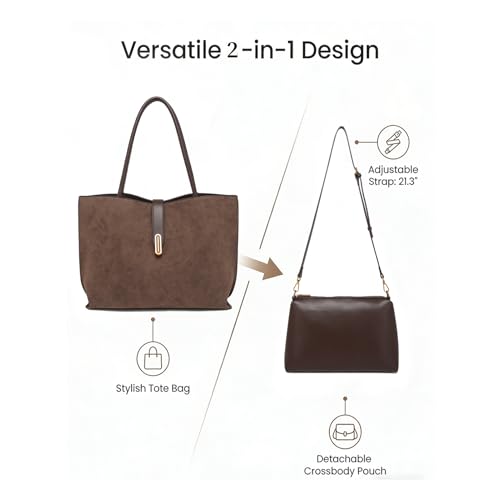 Bolso Tote vegano de cuero de gamuza grande para mujer miniatura 3