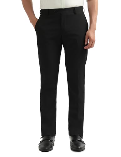 Image of Arrow Textured Tapered Fit Formal Trousers for Men - Full Length Formal Pants for Men Office Wear