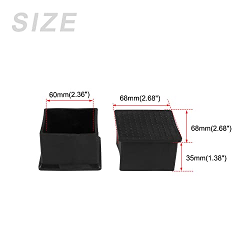 METALLIXITY Chair Leg End Cover (60mm x 60mm) 18Pcs, Square PVC Furniture Feet Caps Floor Protector - for Sofa Table Patio Chairs Black - Image 2
