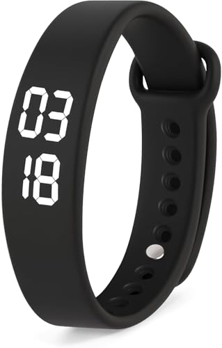 MYJYG メンズデジタルウォッチ、スマート歩数計、シンプル、ユニセックス、振動アラーム、LEDデジタルウォッチ、カロリーモニター、シリコンストラップ、多機能、学生、誕生日、夏休み、感謝祭、その他の休日に最適 (ブラック)