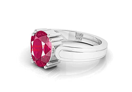 7.25 Ratti 6.00 Carat A+ Quality Natural Burma Ruby Manik Unheated Untreatet Gemstone Silver Ring For Women'S And Men'S(Ggtl Lab Certifi-B09TPDH2-DNM