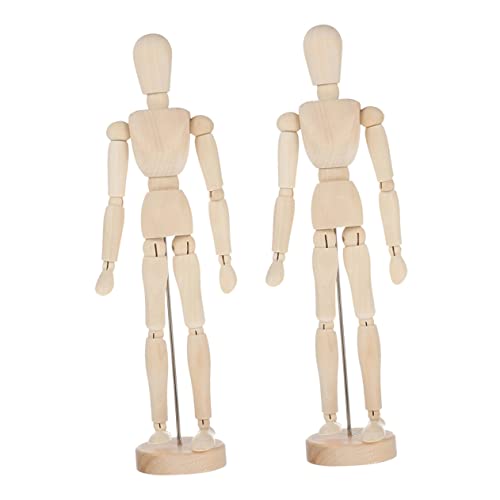 Gogogmee 2pcs Wooden Jointed Puppet Adornment Unicorn Puppet Hand Sculpture Decor for Adults