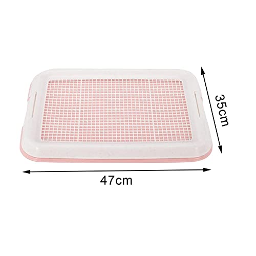 Image of Dog Potty Toilet Training Tray Puppy Pee Pad Holder Anti Slip Removable Indoor Mesh Potty Training Tray Dog Potty Pan for Small Size Dogs, Pink