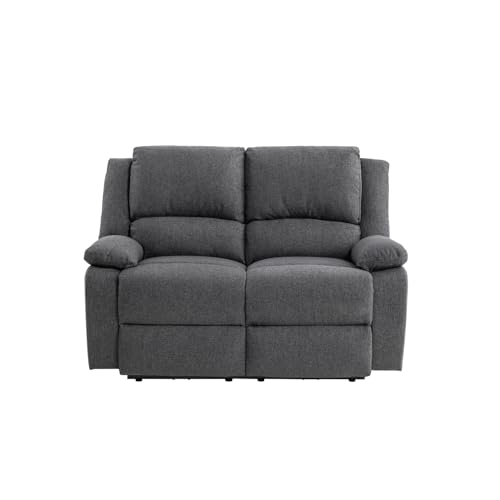 LOUNGITUDE - Canapé de Relaxation électrique 2 Places en Tissu - Gris foncé