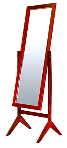 Legacy Decor Cherry Finish Wood Rectangular Cheval Floor Mirror, Free Standing Mirror