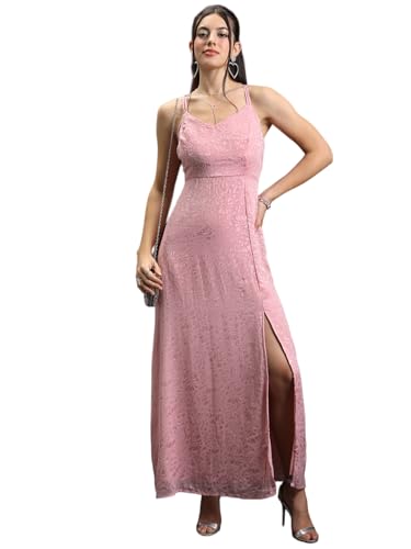 Image of Tokyo Talkies Women's Sleeveless V-Neck Self Design Dresses | Stylish Dresses | Party Dresses