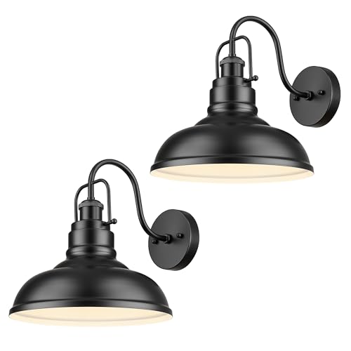 Image of zeyu 2 Pack Barn Sconce Wall Lighting, Vintage Wall Mount Light Fixture, Indoor Wall Sconce Lighting in Matte Black Finish, 016-1B-2PK BK