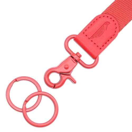 Image of POCKT Keychain Wristlet for Women and Men, Cute Wrist Lanyard for Keys, Short Key Chain Strap for Car Keys, Wallet, ID Badge & Phone | Cherry Red