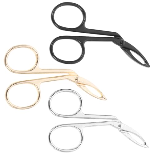 Hohopeti Pinzas para Cejas de Acero Inoxidable Punta Oblicua, Juego de 3 Unidades (dorado, Negro, Acero Natural), Herramienta Precisa para Depilación Facial y Modelado de Cejas, Uso