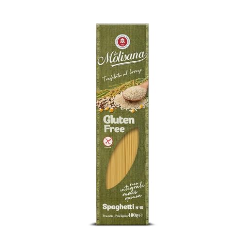 La Molisana, Espaguetis n.º 15 sin gluten, pasta sin gluten – trefilada de bronce con arroz integral, maíz y quinua – Paquete de 400 g