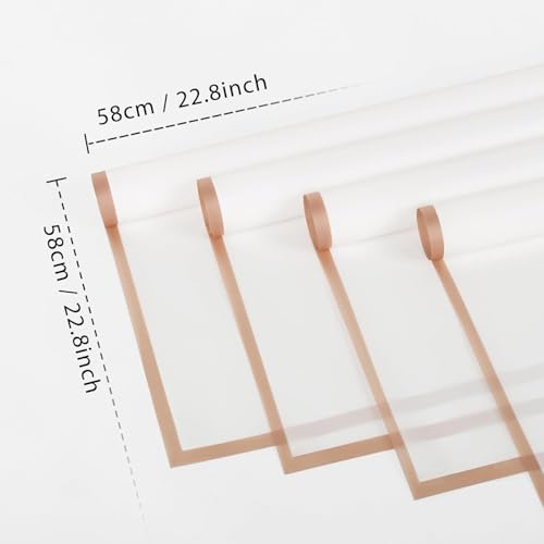 Image of Zarwani - 30 Sheets Korean Style Waterproof White Bouquet Wrapping Paper (58cm x 58cm, 60 Microns) | Golden Border Design, Giftwrap for Flowers & DIY Gift Wrapping Paper (30, Gold Border White)