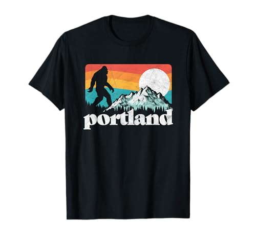 Portland Oregon Bigfoot & Mountains Outdoors T-Shirt