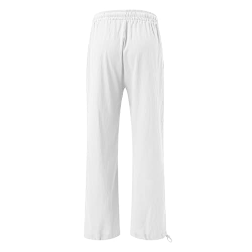 Linen Pants Women Summer Wide Leg Pants Palazzo Pants Casual Women's Pants Womens Pants Boho Pants Flowy Pants Womens Linen Pants Womens Dress Pants Summer Pants Beach Pants For Women White Large #TOP2
