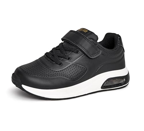 LUCKY STEP Boys Girls Athletic Running Shoes Air Lightweight Fashion Sneakers Casual Breathable Tennis Trainers for Little Kids(13 M US Black)