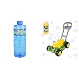 Sunny Days Entertainment 64oz Bubble Solution Refill with Wand & John Deere Bubble Lawn Mower - Kids Outdoor Bubble Play Set with Easy Grip Bottle and Push-Along Mower Toy