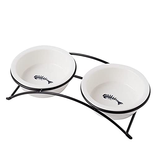 ZONEYILA Cat Bowls,Dog Bowls,Ceramic Elevated Pet Raised Cat Food Bowls Set,12 Ounce cat Bowls with Stand,Dishwasher Safe