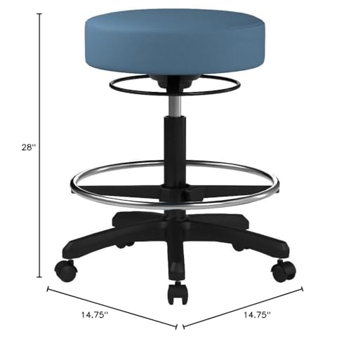 Image of Perch Life Height Adjustable Stool with Foot Ring | Medium Bench Height 20.5-28 inch | Newport Fabric