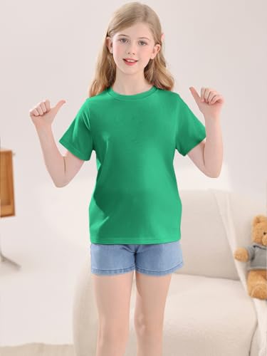 Image of Girls Summer Short Sleeve T Shirts Kids Basic Tees Crewneck Tops 5-14 Years