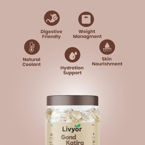 Image of Livyor Pure Gond Katira - 400g | Edible Gum | Tragacanth | Kathila Gum Dried Gum | High Colling Properties Herbel Food | 100% Natural Super food | Pack of 1