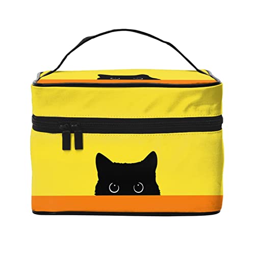 おしゃれ かわいい 黒猫 猫柄 化粧ポーチ 大容量 コスメポーチ メイクポーチ トラベルポーチ コスメ収納 小物入れ 洗面用具入れ 旅行グッズ 出張先 多機能的 超軽量 アニメ キャラクター グッズ プレゼント FF67