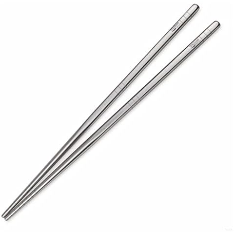Titanium Chopsticks Reusable Metal Chopsticks Set Utensils Chop Sticks Wrappers Long Square Sandblasting for Kitchen House Cooking Meals Bean Noodles Wonton Sushi Food Travel Camping Cover