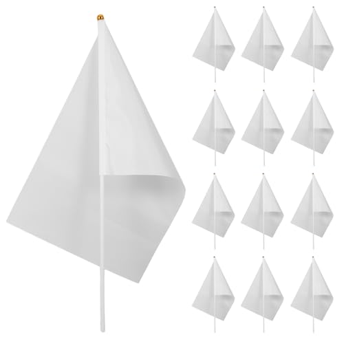 Mini drapeaux blancs de qualité supérieure en polyester sur bâtons - 2